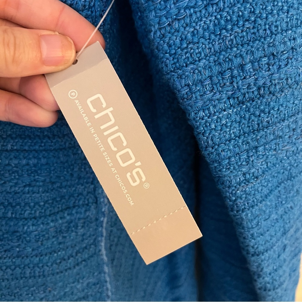 Chico’s Textured Jacket Cardigan Business Wear Simply Cyan 2 US Large - Picture 10 of 12
